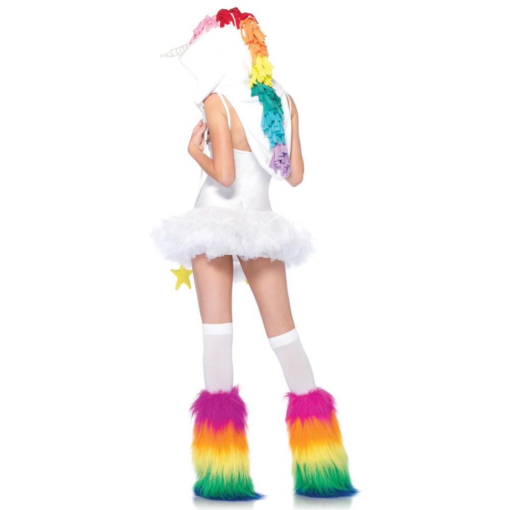Leg Avenue - Rainbow Unicorn Hood Kostuum Hoofddeksel - Wit/Regenboog